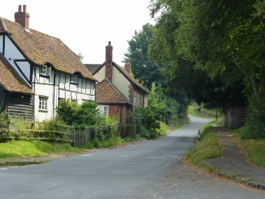 A country lane leading out of the village of East Hendred.