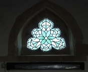 Stained glass windown in East Hendred Church. 